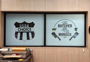 Butcher window graphics retail sign